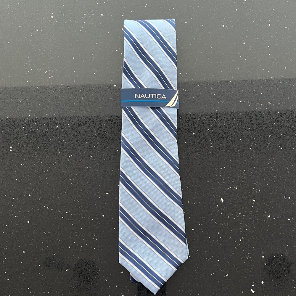 Nautica Blue and Navy Diagonal Stripe Tie